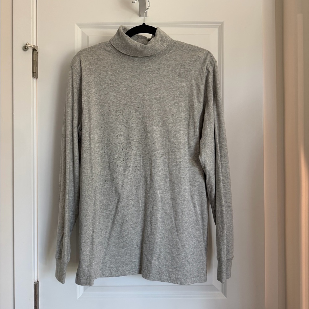 Lands' End Men's Light Gray Turtleneck Sweater